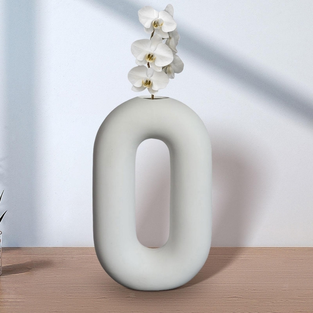 White Porcelain Geometric Vase Home Decor Minimalist New Chic